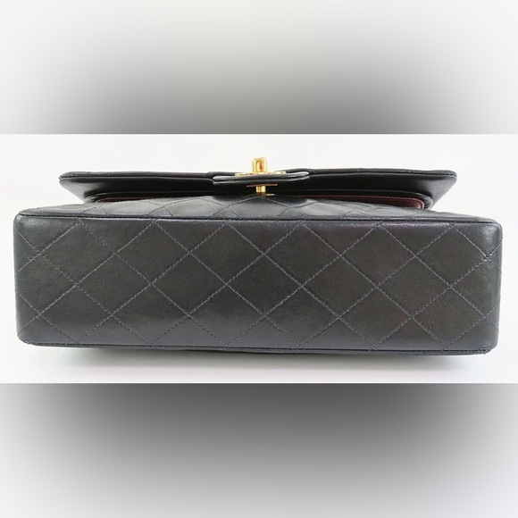 SOLD Auth CHANEL Double Flap Black Quilted Leather Gold Chain Shoulder Bag - Picture 3 of 13